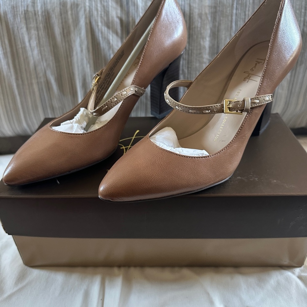 Franco Sarto - Leather Mary Janes - Taupe - 7.5 NIB